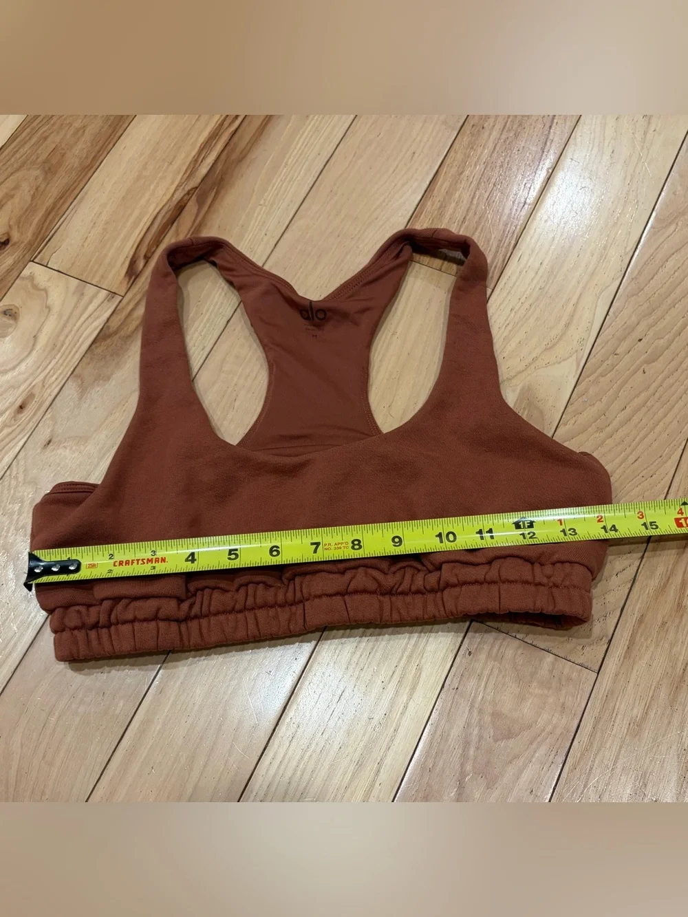 Alo Yoga Rust Brown Racerback Sweatshirt Style Sports Bra Crop Top - Size Medium